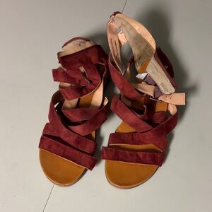 Women's Burgundy Strappy Sandals